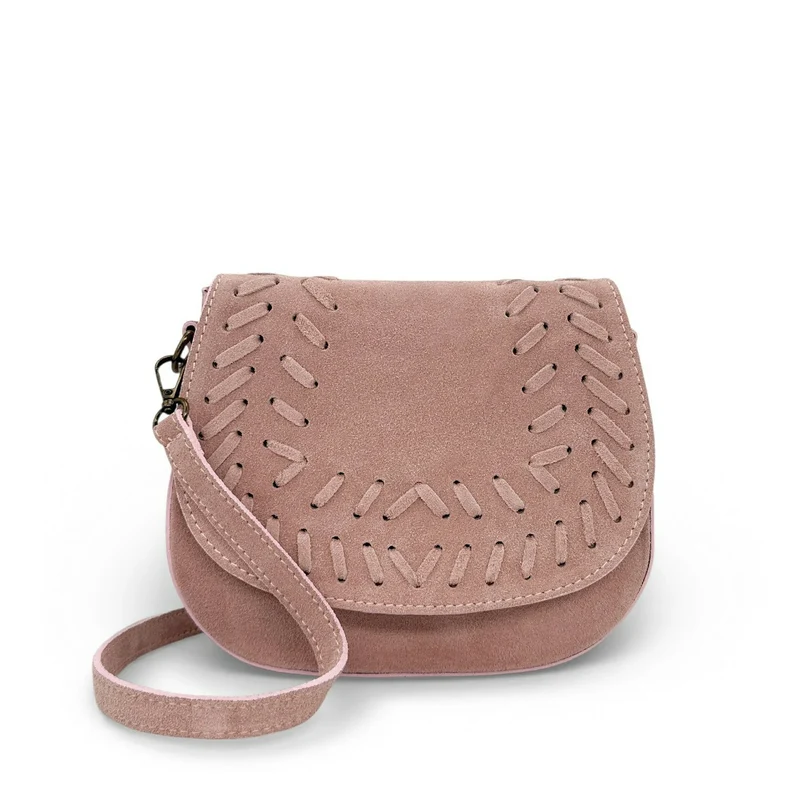 Sac besace en cuir daim SEDONA Rose pastel