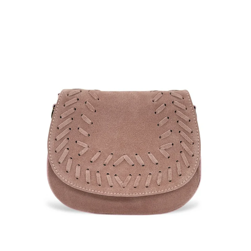 Sac besace en cuir daim SEDONA Rose pastel