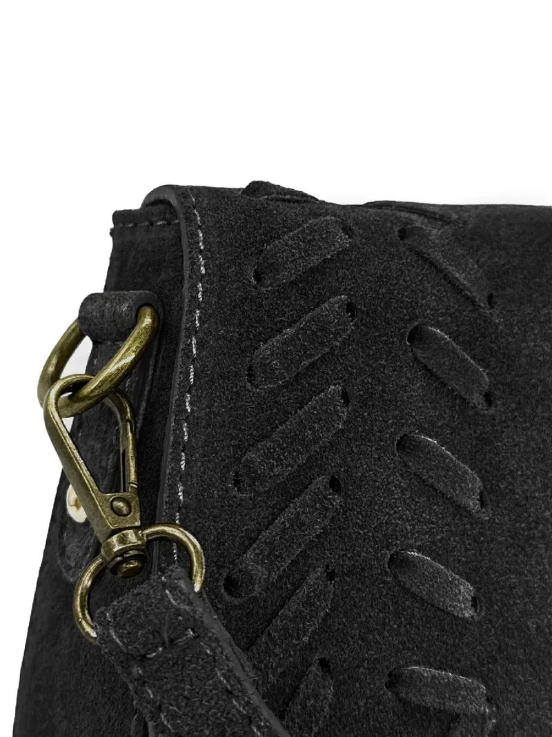 Sac besace en cuir daim SEDONA Noir