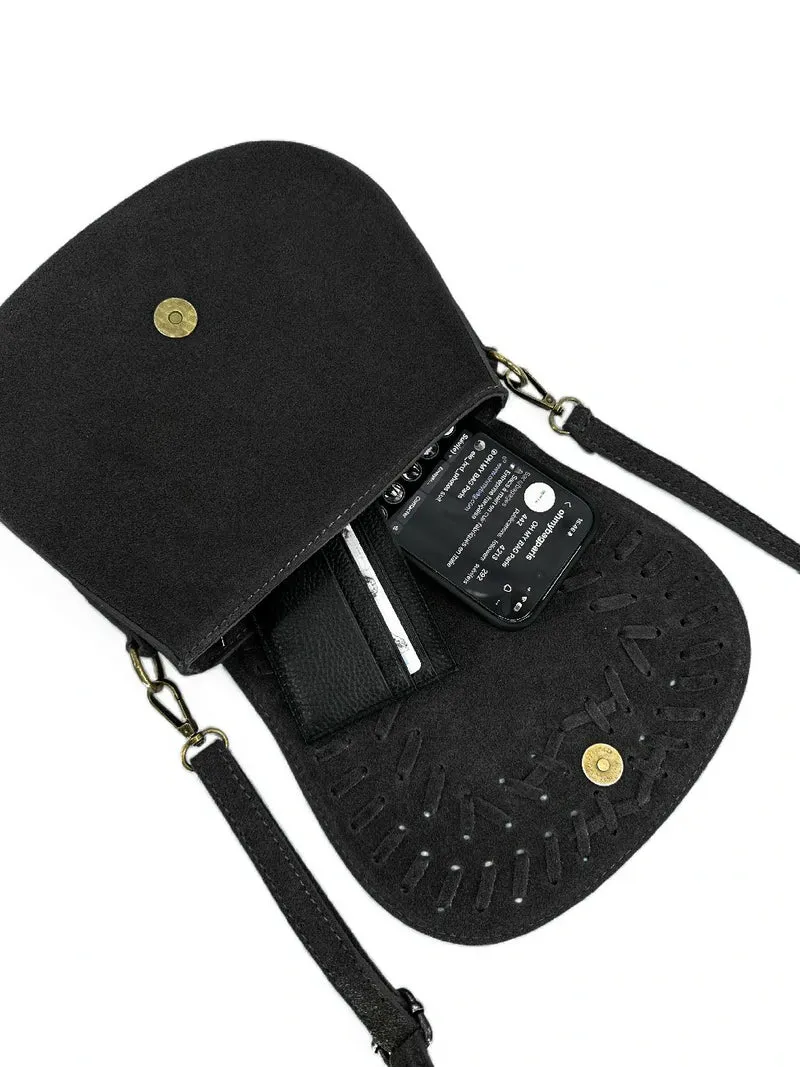 Sac besace en cuir daim SEDONA Noir
