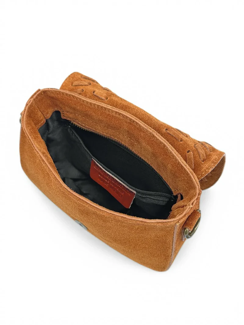 Sac besace en cuir daim SEDONA Marron camel