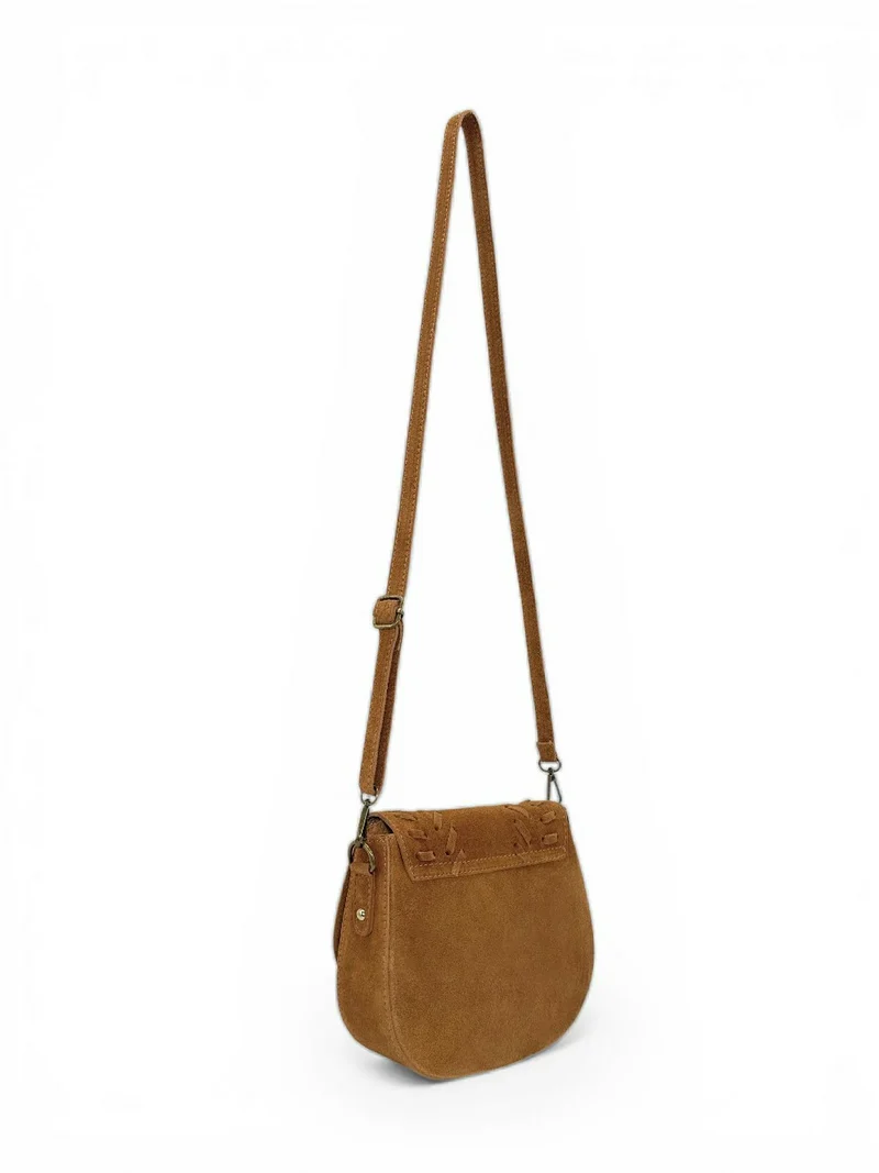 Sac besace en cuir daim SEDONA Marron camel