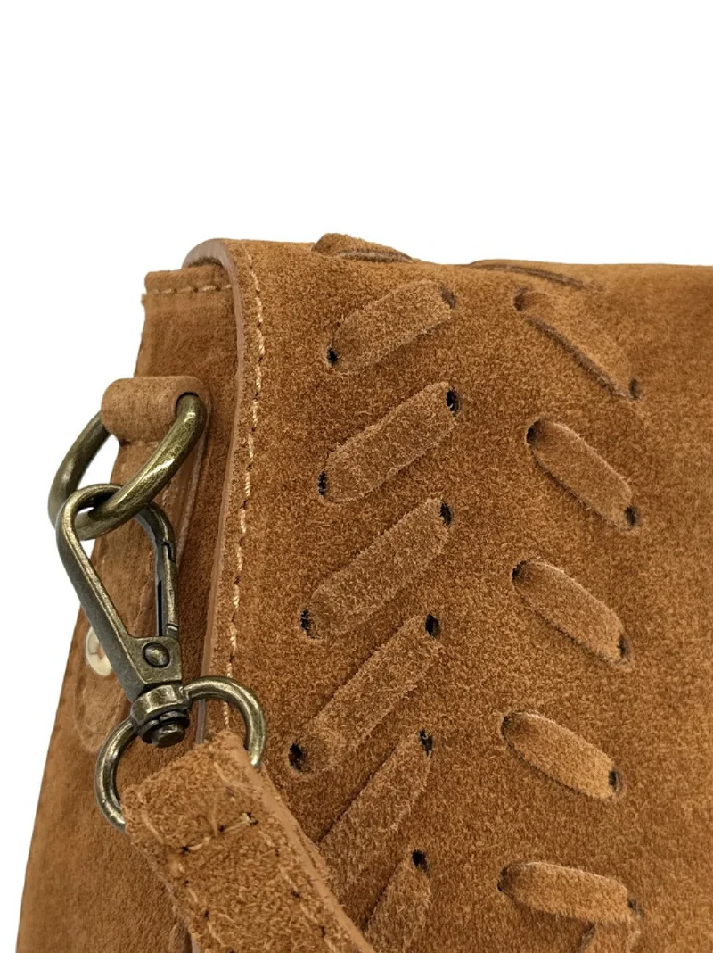 Sac besace en cuir daim SEDONA Marron camel