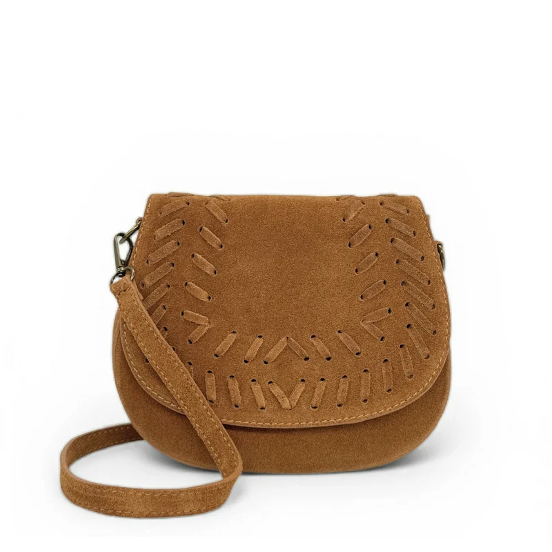Sac besace en cuir daim SEDONA Marron camel