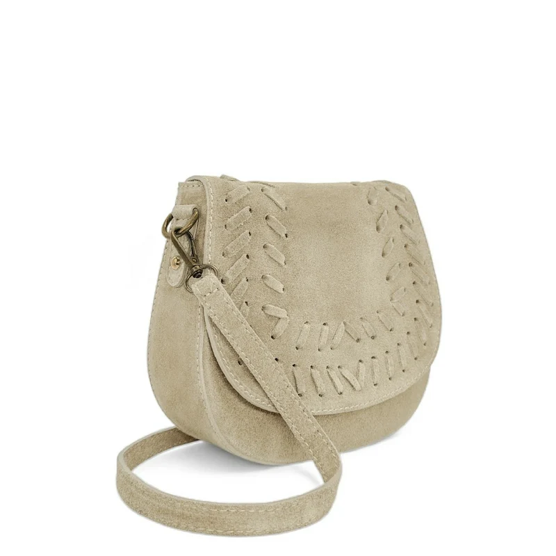 Sac besace en cuir daim SEDONA Beige crème