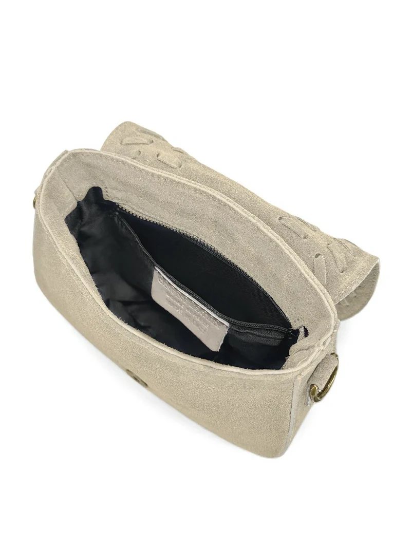 Sac besace en cuir daim SEDONA Beige crème
