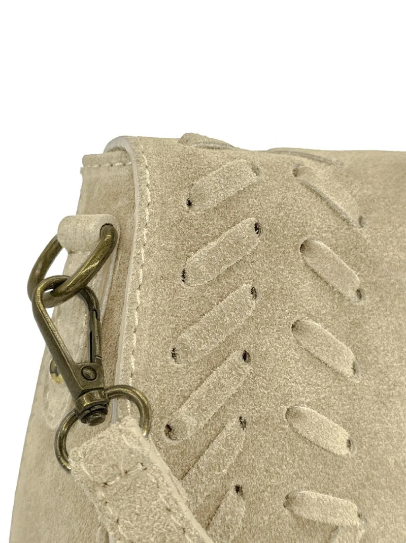 Sac besace en cuir daim SEDONA Beige crème