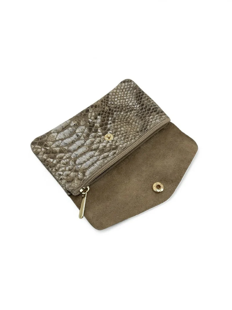 Pochette porte-monnaie en cuir brossé COMPO BROSSEE Python
