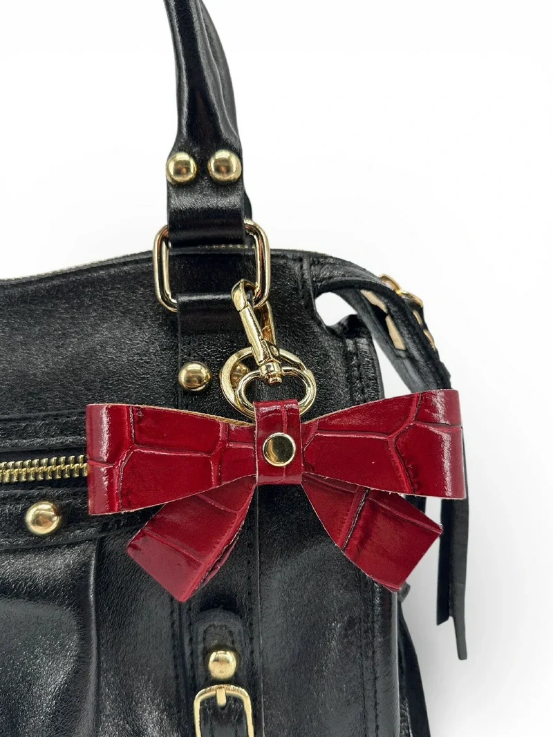 Porte-clés en cuir à motif crocodile FARFALA CROCO Rouge cerise