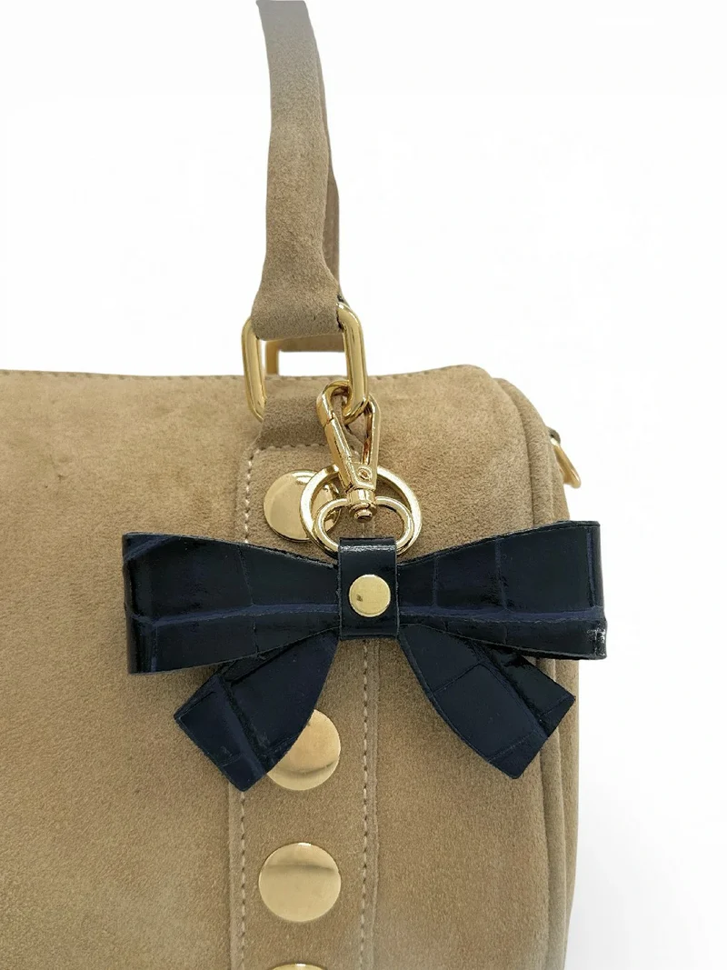 Porte-clés en cuir à motif crocodile FARFALA CROCO Bleu marine