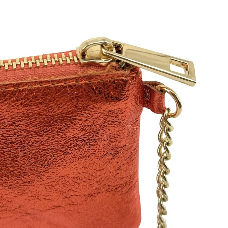 Porte-monnaie porte-clés en cuir irisé POCKET GLOW Orange