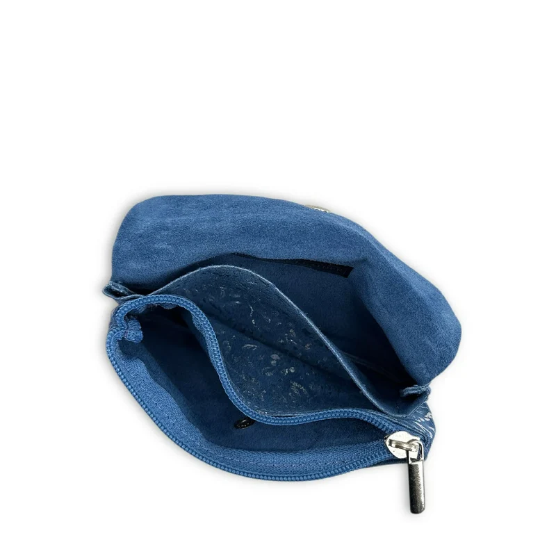Pochette porte-monnaie en daim COMPO BLOOM Bleu denim