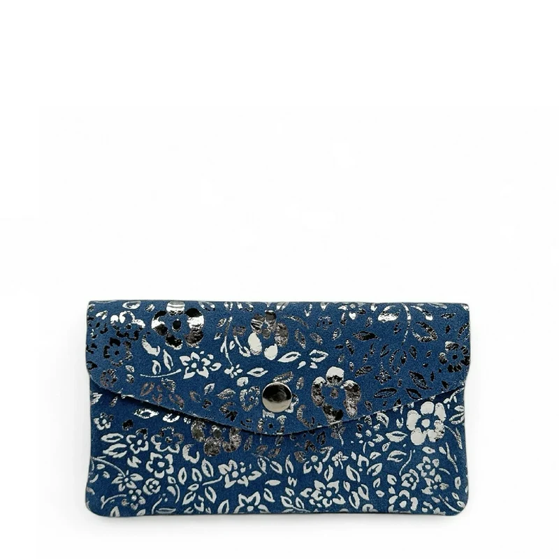 Pochette porte-monnaie en daim COMPO BLOOM Bleu denim