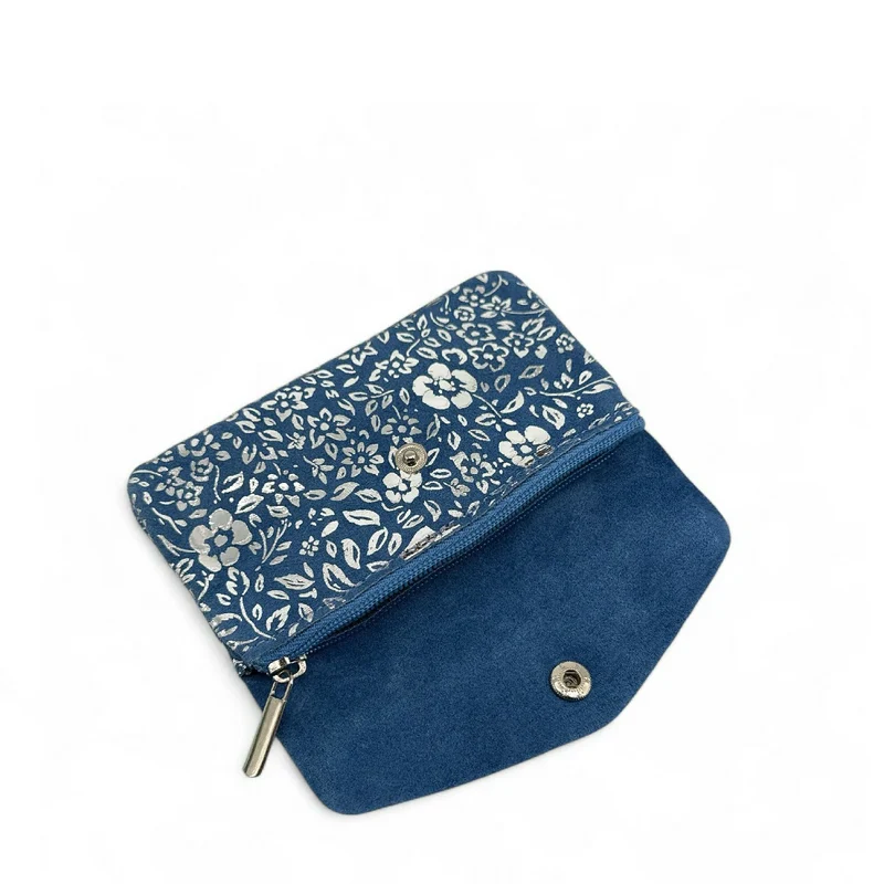 Pochette porte-monnaie en daim COMPO BLOOM Bleu denim