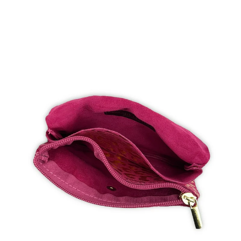 Pochette porte-monnaie en daim COMBI LEO Rose fuchsia