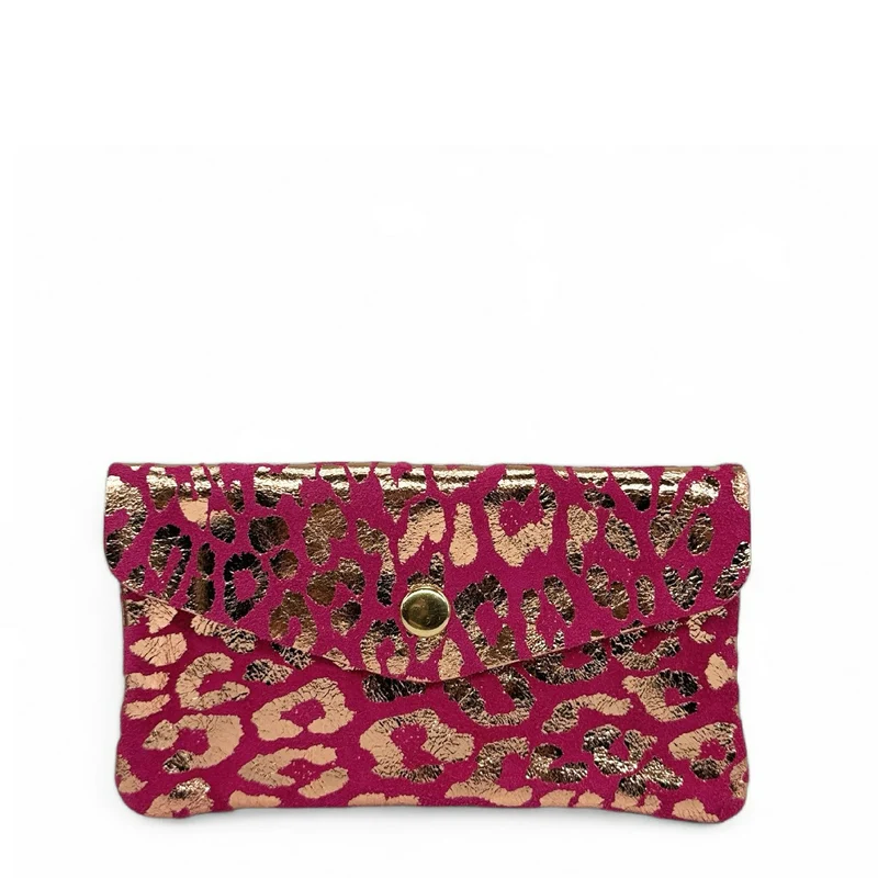 Pochette porte-monnaie en daim COMBI LEO Rose fuchsia