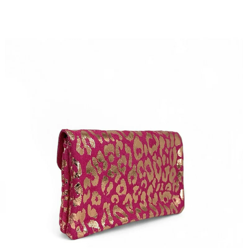 Pochette porte-monnaie en daim COMBI LEO Rose fuchsia