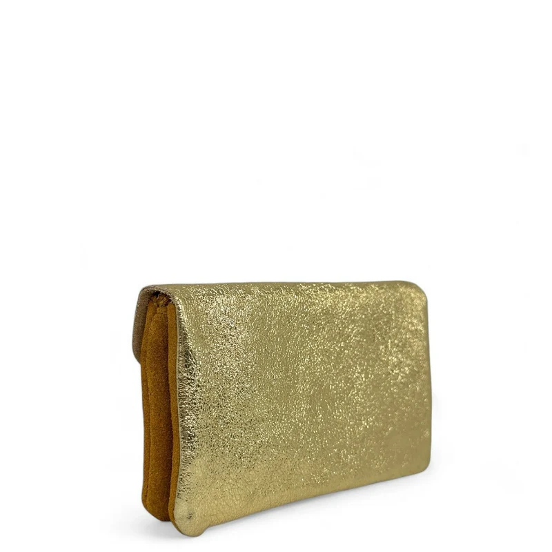 Pochette porte-monnaie en daim et cuir irisé COMBI Camel clair