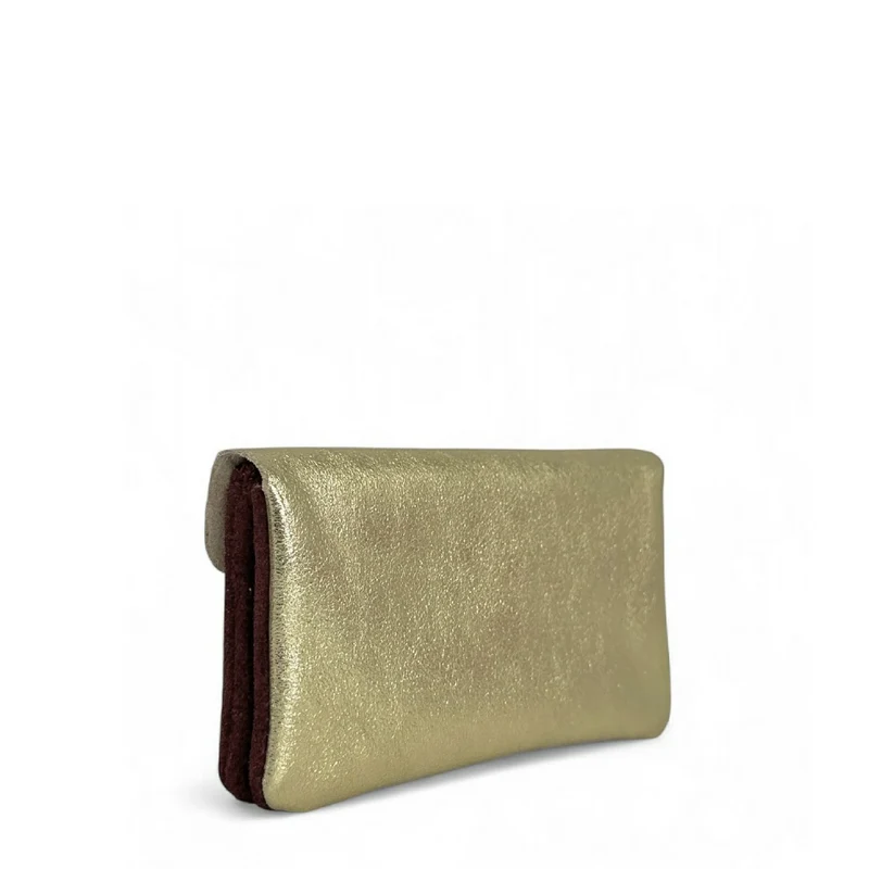 Pochette porte-monnaie en daim et cuir irisé COMBI Bordeaux