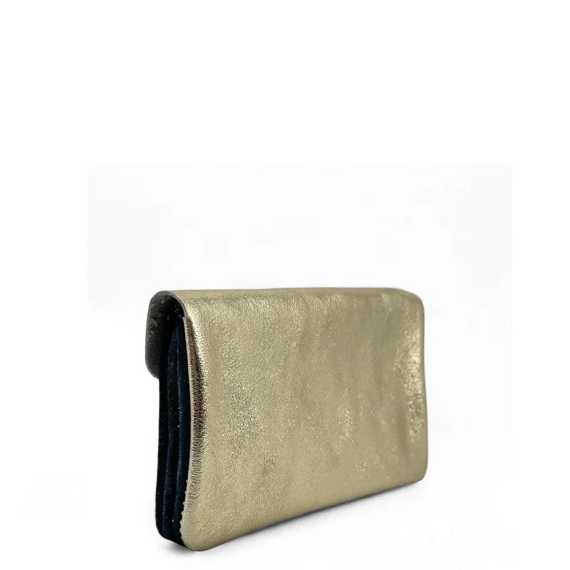 Pochette porte-monnaie en daim et cuir irisé COMBI Bleu marine