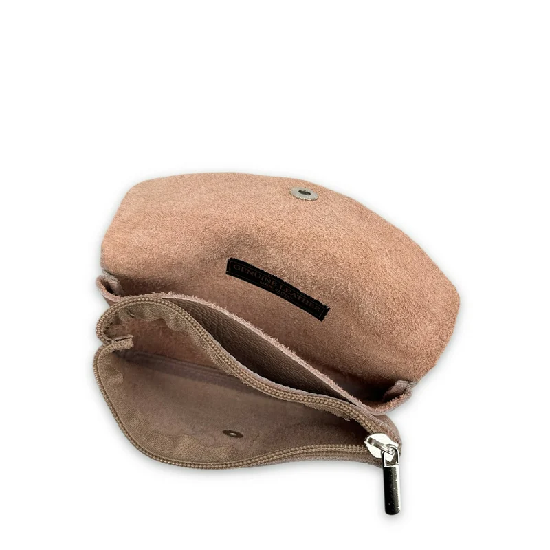 Pochette porte-monnaie en cuir grainé COMPO Rose nude