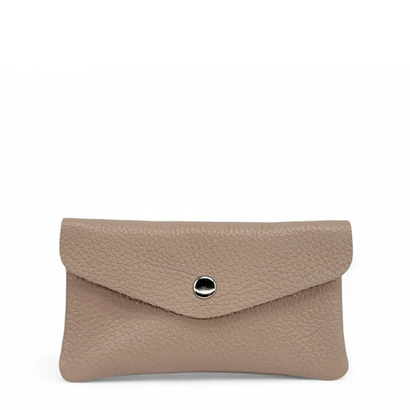 Pochette porte-monnaie en cuir grainé COMPO Rose nude