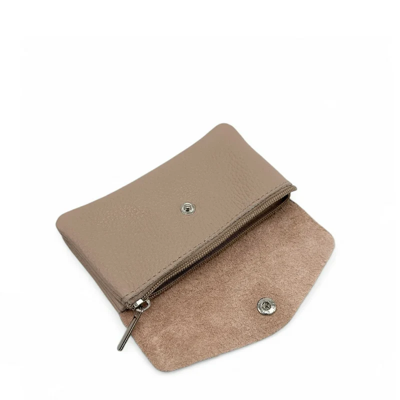 Pochette porte-monnaie en cuir grainé COMPO Rose nude