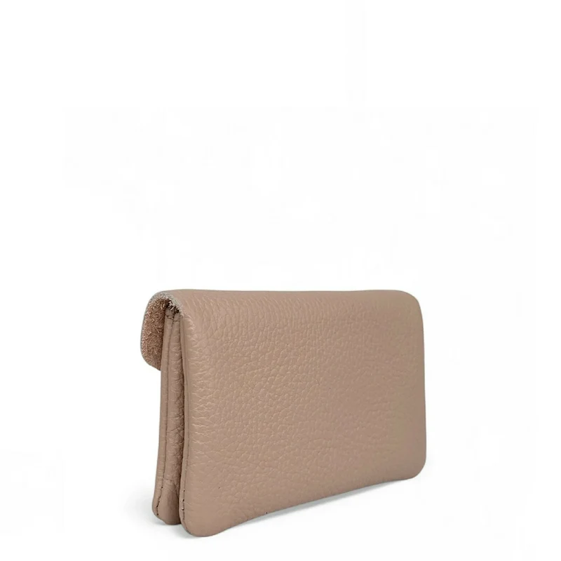 Pochette porte-monnaie en cuir grainé COMPO Rose nude