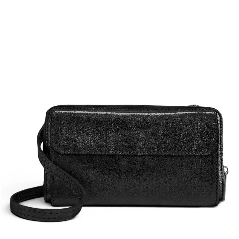 Sac portefeuille à bandoulière en cuir irisé CITY Noir irisé
