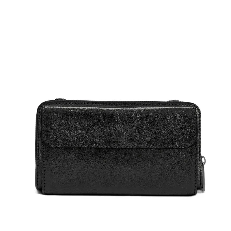 Sac portefeuille à bandoulière en cuir irisé CITY Noir irisé