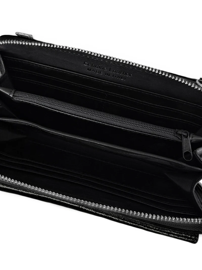Sac portefeuille à bandoulière en cuir irisé CITY Noir irisé