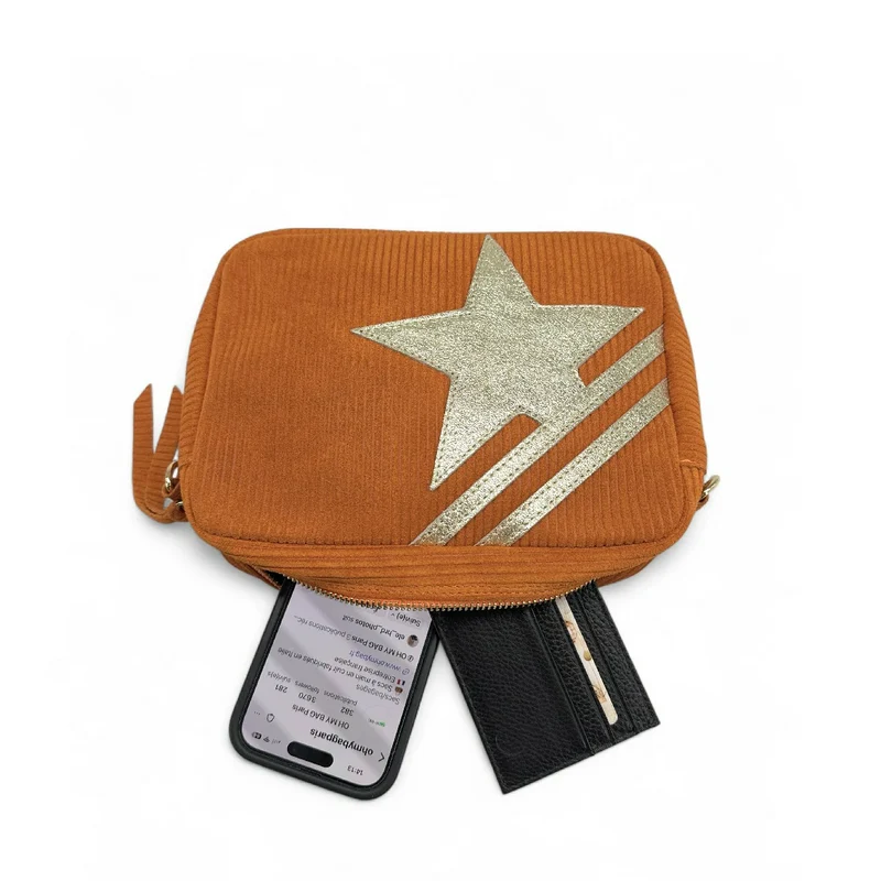 Sac à bandoulière en daim SILVER STAR Orange patiné