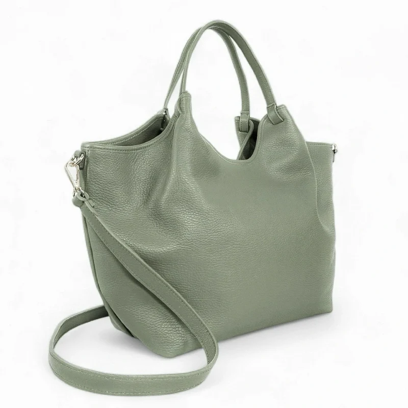 Sac cabas en cuir grainé ALYSSA Vert pastel