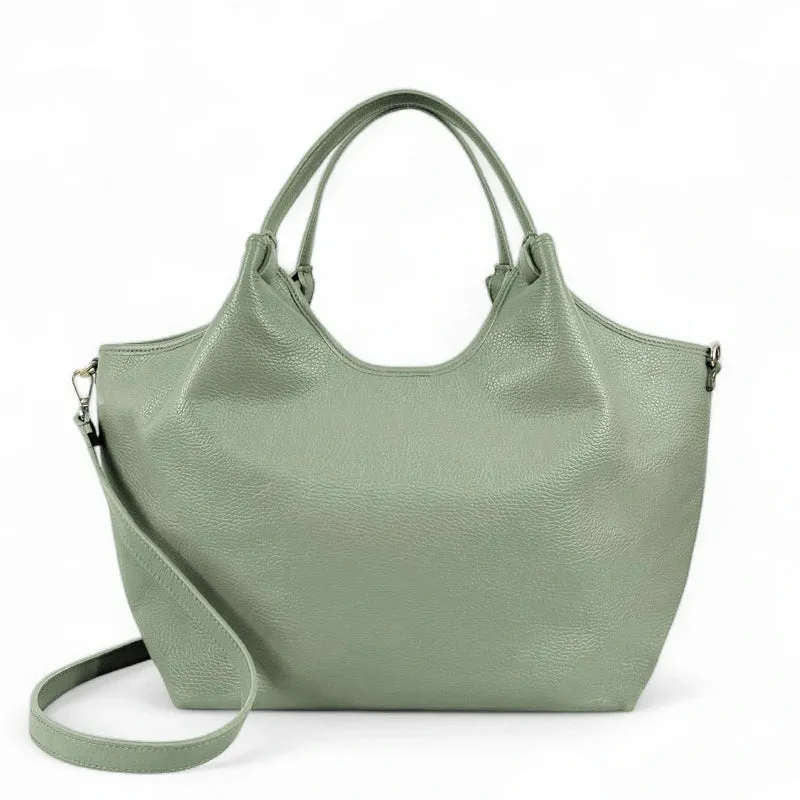 Sac cabas en cuir grainé ALYSSA Vert pastel
