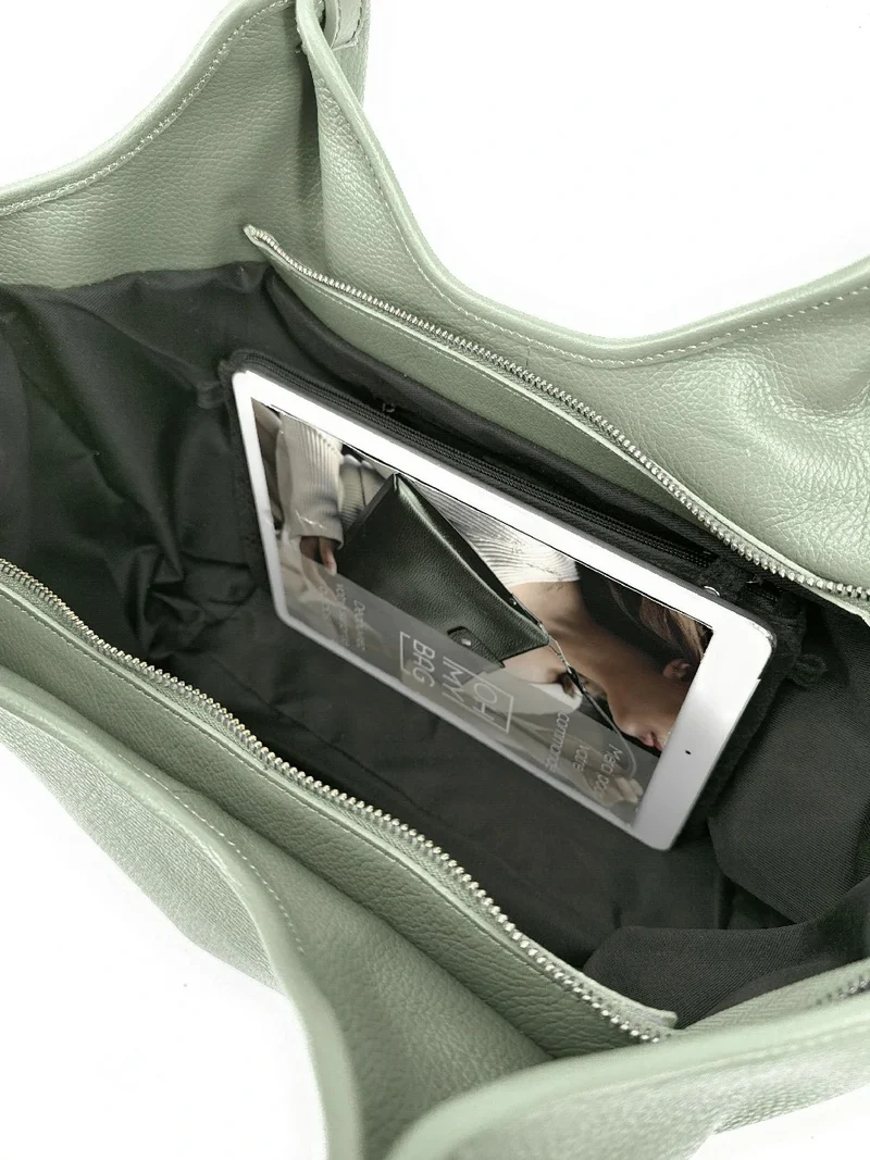 Sac cabas en cuir grainé ALYSSA Vert pastel