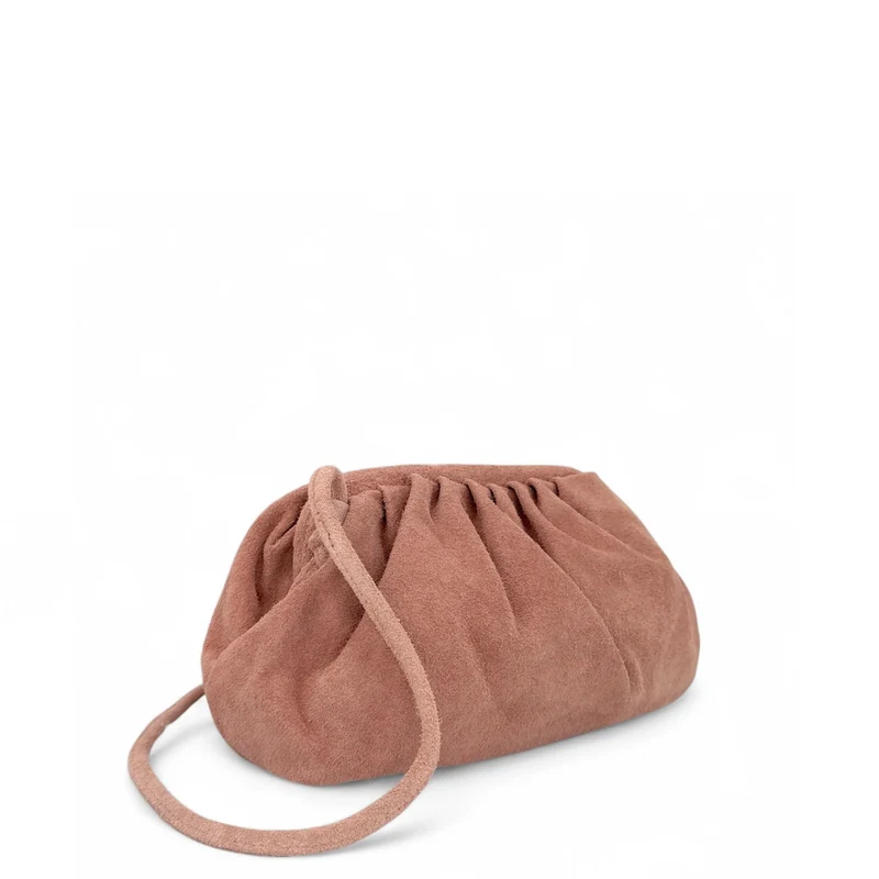 Sac à main pouch en daim BRASILIA Rose nude