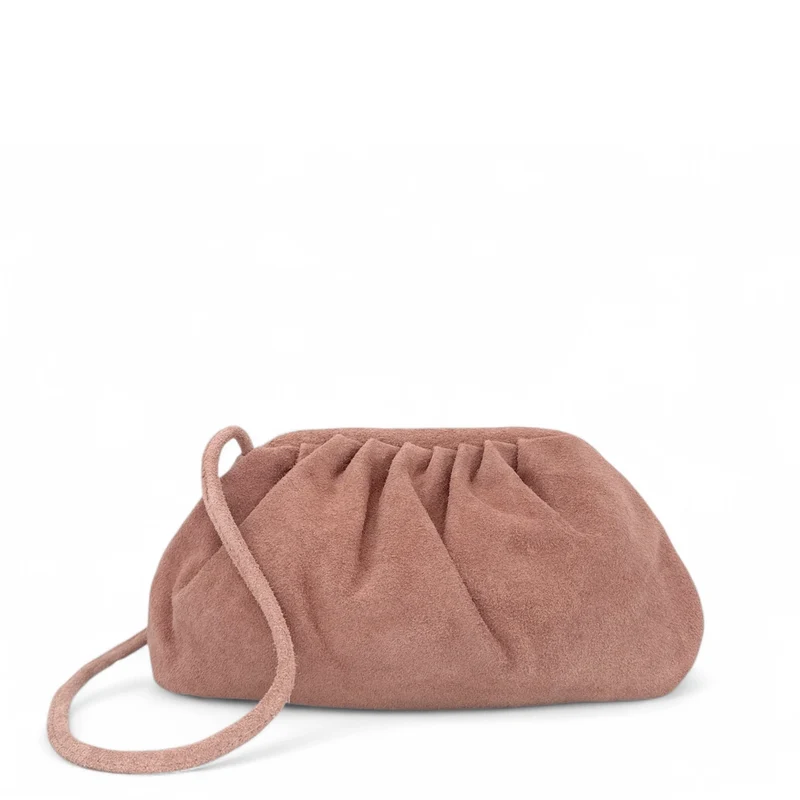 Sac à main pouch en daim BRASILIA Rose nude
