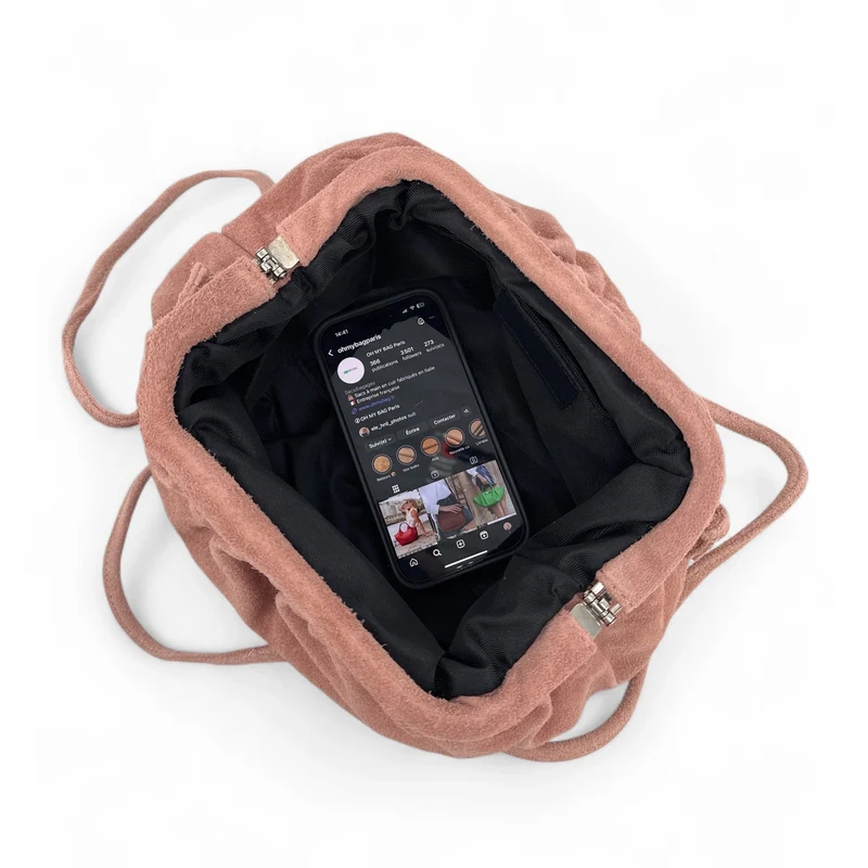 Sac à main pouch en daim BRASILIA Rose nude