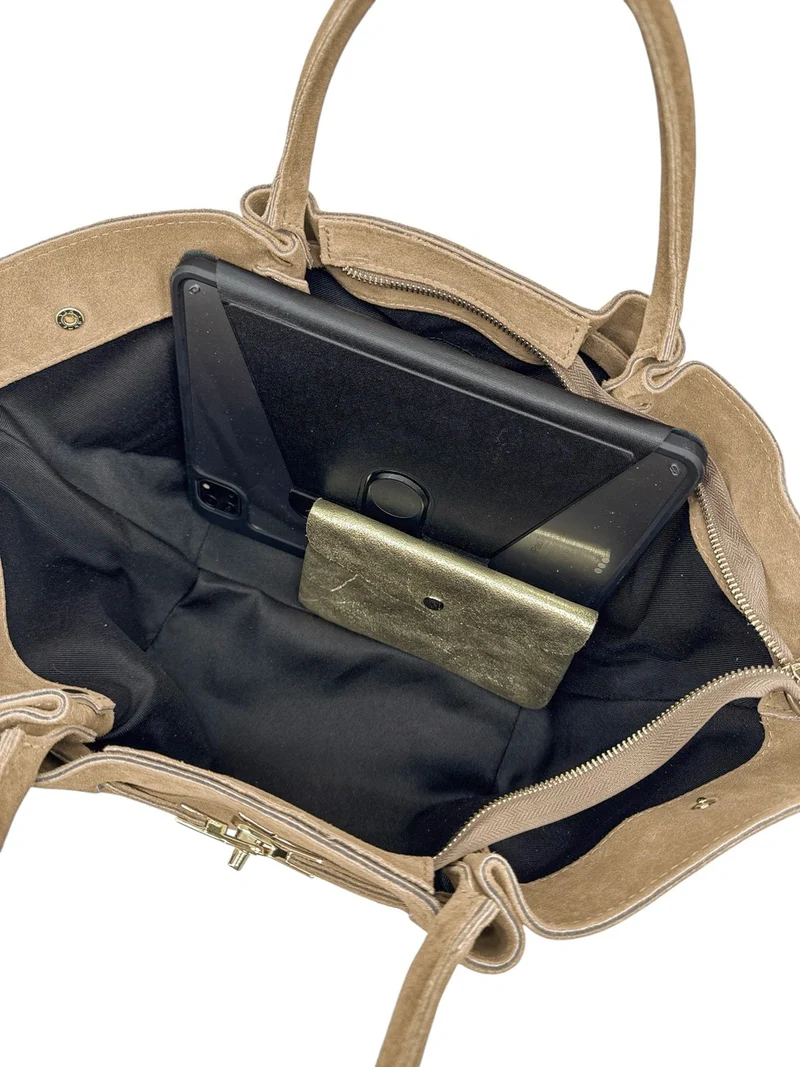 Sac cabas en daim CAPRI SUEDE Beige crème
