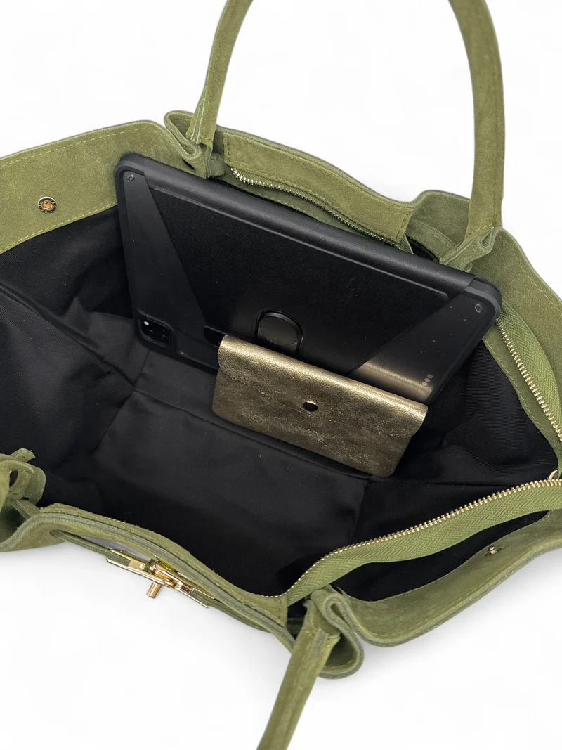 Sac cabas en daim CAPRI SUEDE Vert amande