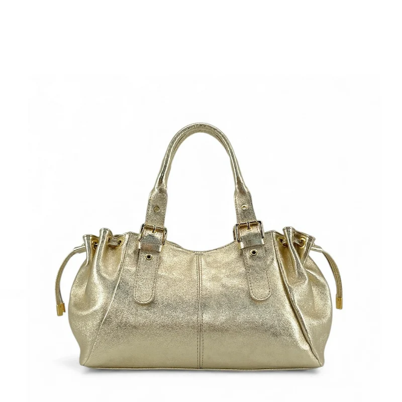 Sac bowling en cuir métallisé PRINCESSE GLOW Or pâle