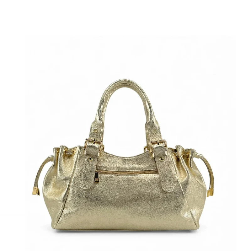Sac bowling en cuir métallisé PRINCESSE GLOW Or pâle