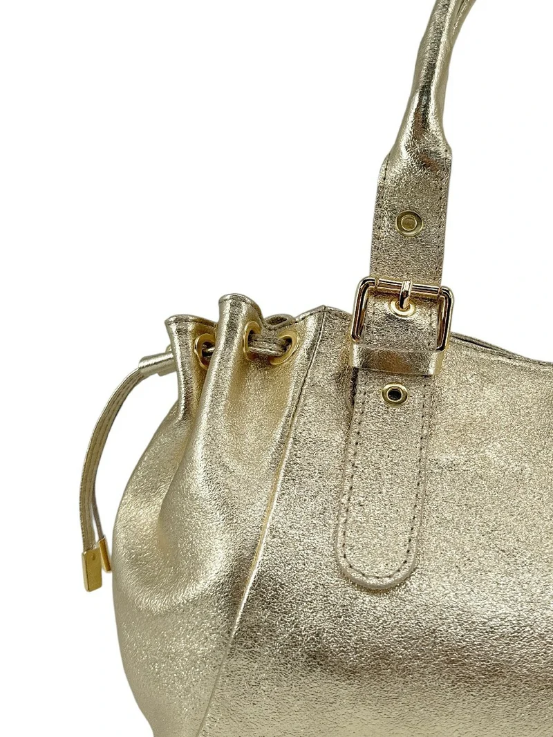 Sac bowling en cuir métallisé PRINCESSE GLOW Or pâle