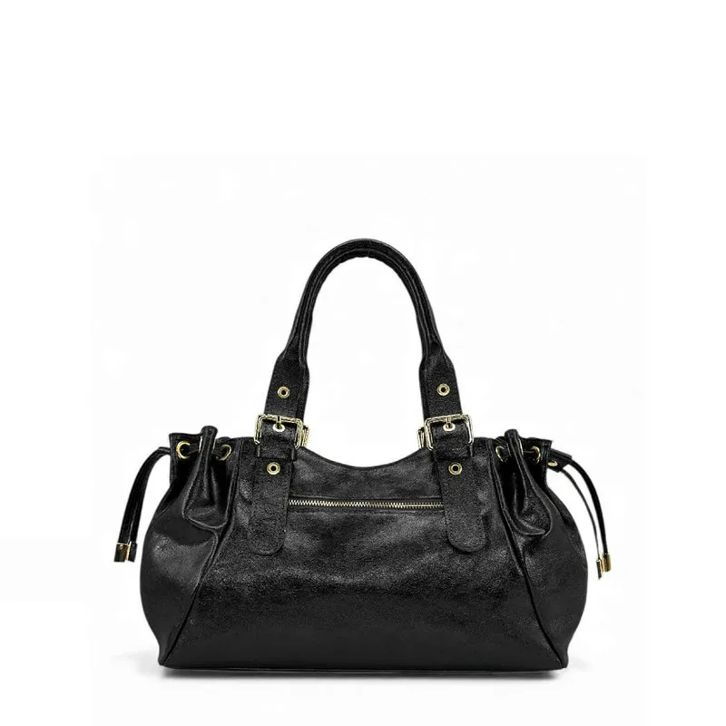 Sac bowling en cuir métallisé PRINCESSE GLOW Noir irisé