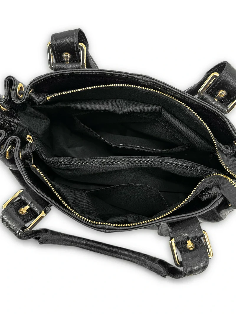 Sac bowling en cuir métallisé PRINCESSE GLOW Noir irisé