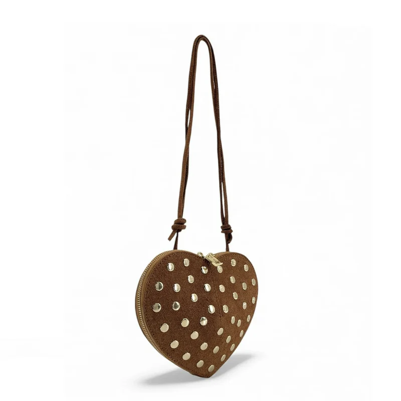 Mini sac bijou en daim C'LOVE Camel foncé