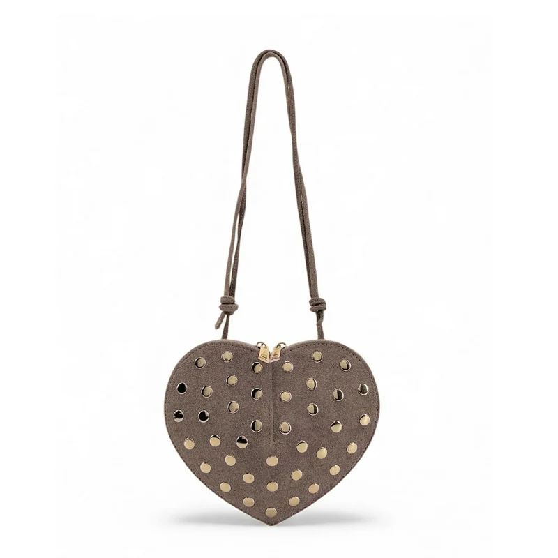 Mini sac bijou en daim C'LOVE Taupe foncé