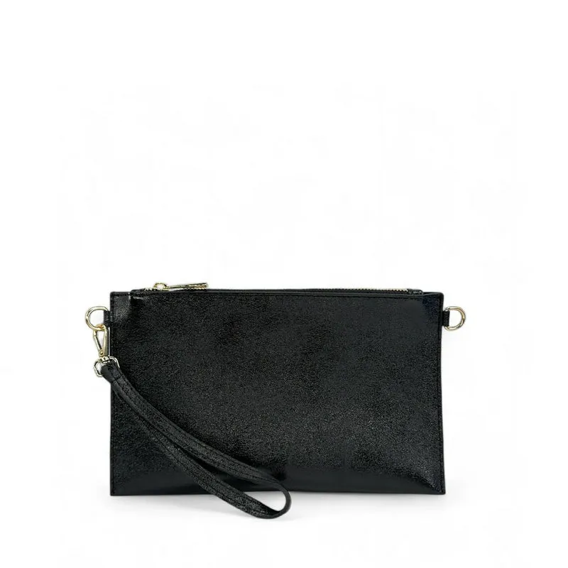 Ensemble sac pochette et porte-cartes en cuir irisé TWICE Noir irisé