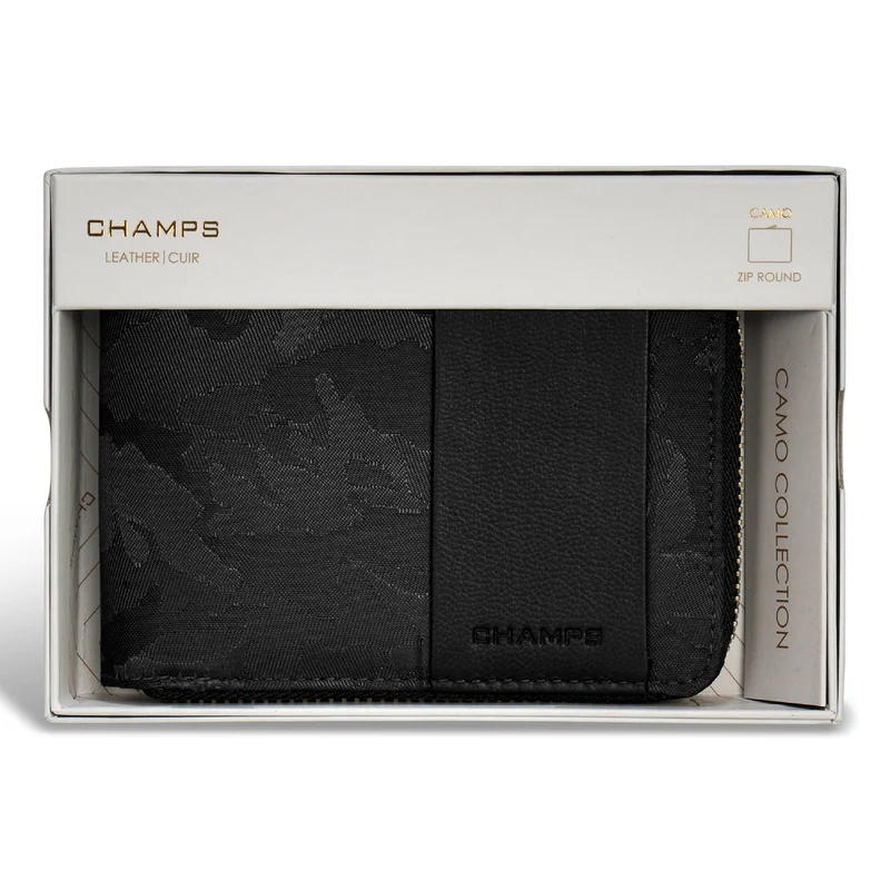 Camo / Leather Zip Around Wallet *Drop Ship*