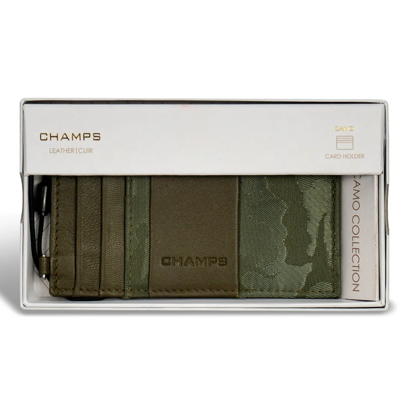 Camo / Leather Slim Cardholder *Drop Ship*